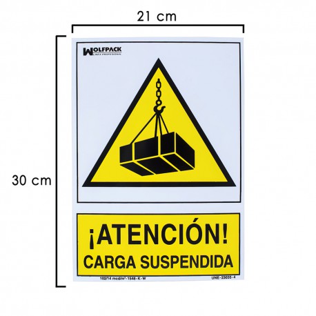 Cartel Peligro Carga Suspendida 21x 30 (Alt.) cm.