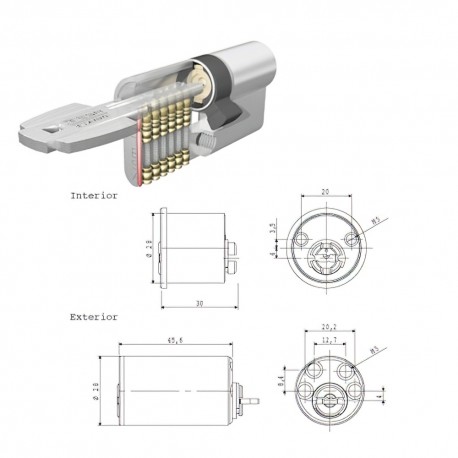 Cilindro Tesa Seguridad T6TS 40 Leva Corta Cilindro Redondo