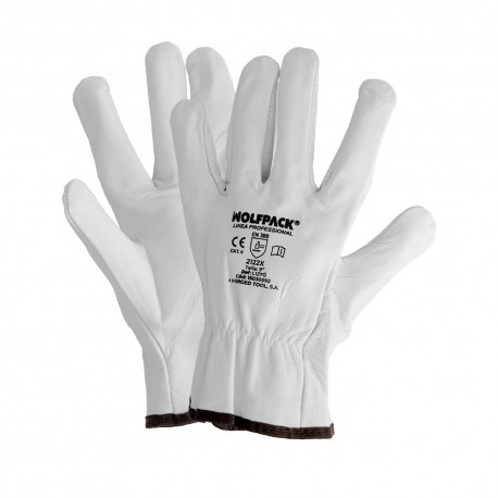 Guantes De Trabajo De Piel Flor De Vacuno, Proteccion Laboral, Riesgos Mecanicos, Guantes De Seguridad De Cuero. Talla 8" (Par)