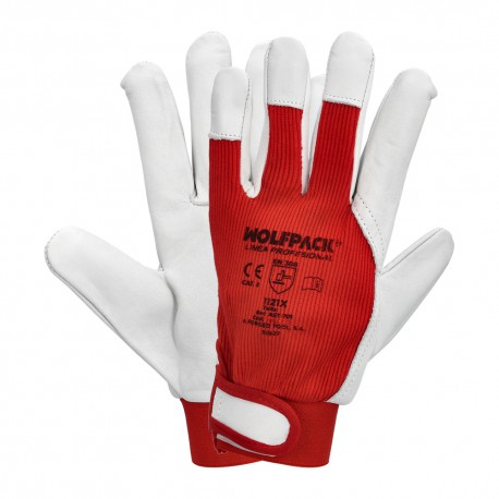 Guantes Piel / Lona Con Velcro. Con Colgador 9" Guantes De Trabajo, Guantes De Protección (Par)