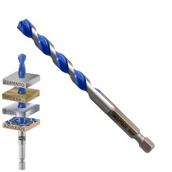 Broca Universal Hexagonal  Ø 8,0 mm. (Blister 1 Pieza) Broca Azulejos, Cerámica, Mármol, Hormigón, Metal, Madera, Plástico