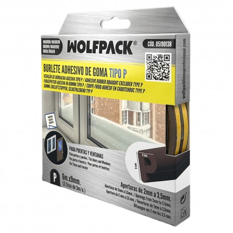 Burlete Elástico "P" 6 m. x 9 mm. Marrón