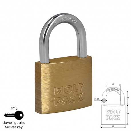 Candado Laton Arco Normal Llaves Iguales 40 mm. Nº3